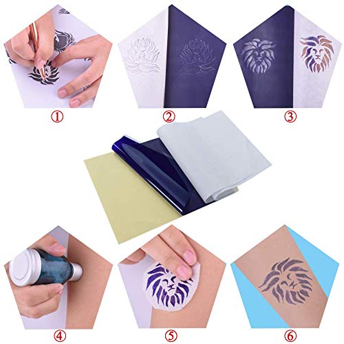 E-Senior Tattoo Transfer Paper, 50 Pcs Papel de calco para tatuajes, A4 Papel Calco para Tatuajes Papel Hectografico Tattoo Calco Tatuaje para Diseño de Bricolaje (50PACK)