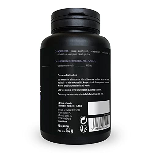 EAFIT Pure Creatine - 90 Cápsulas - Monohidrato de creatina (3 000 Mg) - Explosividad - Esfuerzos intensos - Marca francesa - Certificado antidopaje