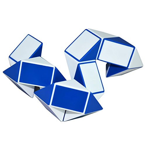 EASEHOME Serpiente Magica Rompecabezas Cubo Mágico, 24Parts Snake Speed Puzzle Cube PVC Pegatina Magic Cubes Twist Juguete Juego Educación para niños y Adultos, Blanco Azul