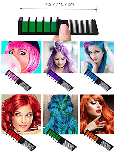 EBANKU 6 Colores Peine de Tiza Kit, Lavables coloración Temporal Tinte del Cabello para Niños Regalos Navidad Fiestas Cosplay DIY