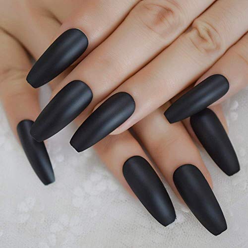 EchiQ Fashion - Uñas postizas para manicura, color negro