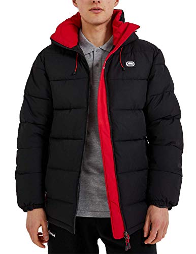 Ecko Chaqueta acolchada con capucha para hombre, color negro