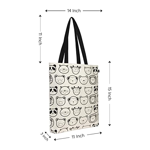 Eco Right - Bolso de algodón orgánico para mujer, bolsa de lona reutilizable para compras de comestibles, viajes, playa | Regalos ecológicos para mujeres, pequeña bolsa de libro para niñas