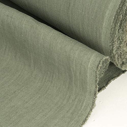 EcoconLINEN Atelier - Tela de lino para coser por metro - Tejido de bordado de lino suavizado - Lino natural lavado a piedra (verde oliva, 3 m (1,4 m de ancho)