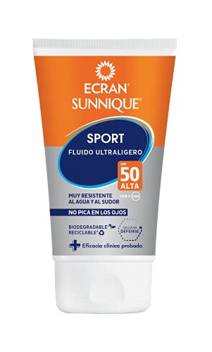 Ecran Sunnique SPORT, Fluido Facial Solar para Deportistas Ultraligero, con SPF 50+ - 40 ml