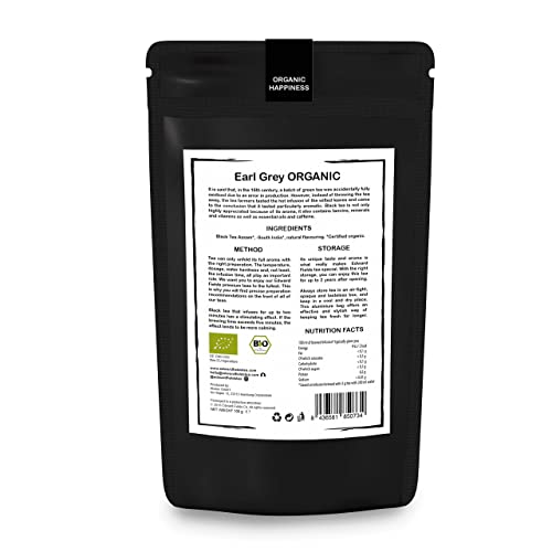 Edward Fields Tea ® - Té negro Earl Grey orgánico a granel. Té bio recolectado a mano con ingredientes naturales y ecológicos, 100 gramos.