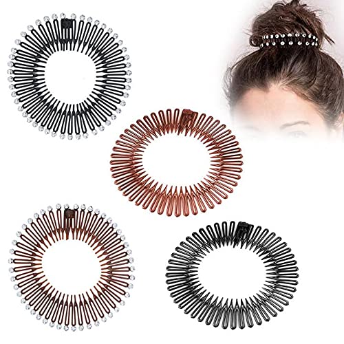 Eeauytr Peine de peluca de primavera, lazos de pelo espiral, 4 piezas de banda elástica para el pelo de fideos de arroz, soportes para coletas para mujeres y niñas accesorios para el cabello