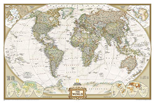 El Mundo Executive (76x117) Pequeño Laminado Inglés: Wall Maps World (National Geographic Reference Map)