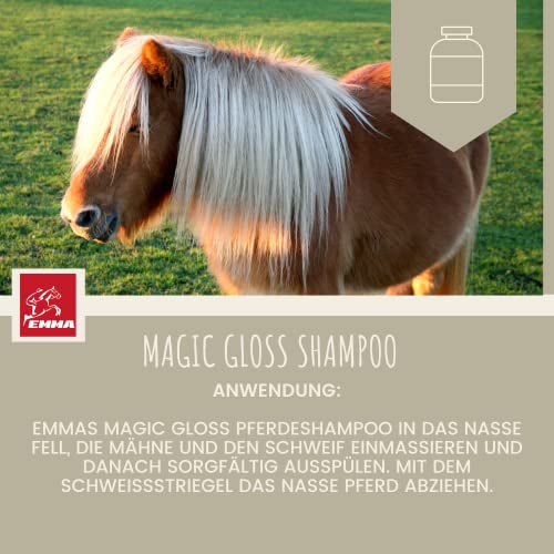 EMMA ♥ Champú económico para Caballos I Cuidado del Caballo I Cuidado del Pelo I Champú para Caballos y Perros I Manzanilla y proteínas I Limpieza Suave, pH Neutro 2 x 500 ml