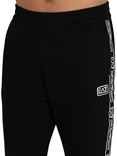 Emporio Armani EA7 de los Hombres Joggers de Marca Lateral, Negro, L