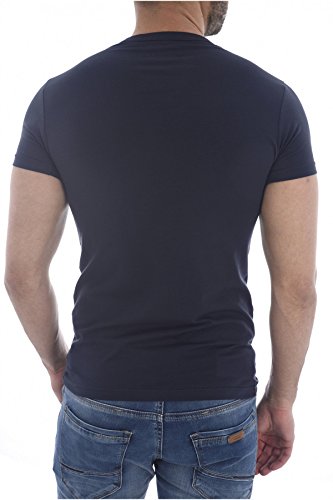 Emporio Armani Hombre 2 Pack camiseta de algodón stretch, Azul, Large