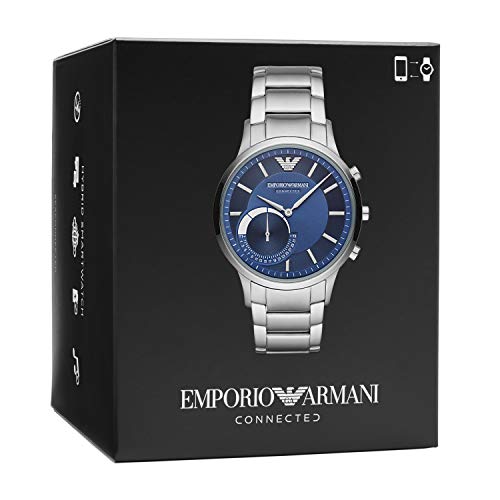 Emporio Armani Reloj Analógico para Hombre de Híbrido con Correa en Acero Inoxidable ART3033