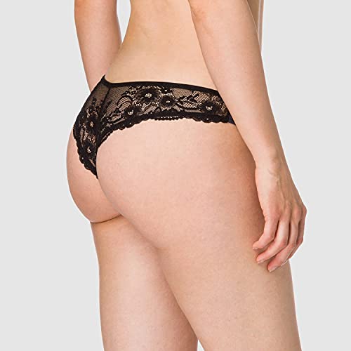 Emporio Armani Underwear Brazilian Brief Daily Charme Calzoncillos, Diseño de Flores en Color Negro, L para Mujer