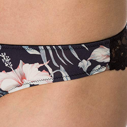 Emporio Armani Underwear Brazilian Brief Daily Charme Calzoncillos, Diseño de Flores en Color Negro, L para Mujer