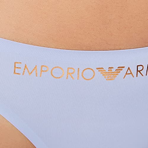 Emporio Armani Underwear Thong Bonding Microfiber Tangas, Azul Celeste, XL para Mujer