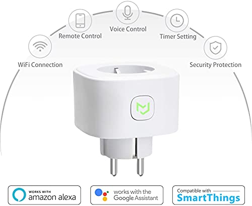 Enchufe Inteligente 16A 3680W, con Control Remoto Meross app, Compatible con Alexa, Google Assistant y SmartThings, Wi-Fi Smart Plug. Paquete de 4