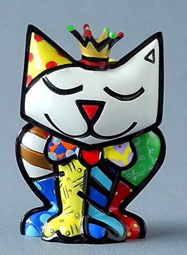 Enesco, Figura de gato con corona multicolor por Romero Britto