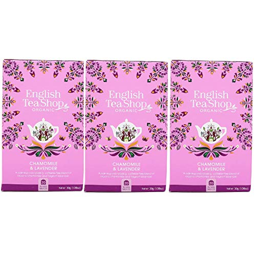 English Tea Shop Organic Chamomile & Lavanda – 20 bolsitas de té de papel (paquete de 3)