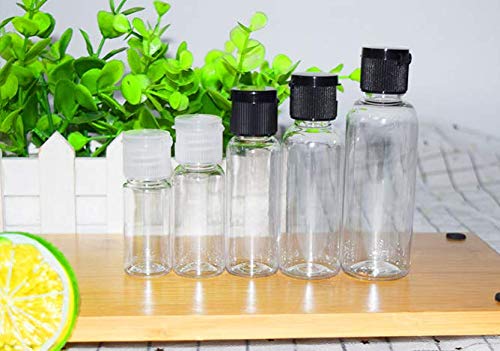 Ericotry 24 frascos de plástico vacíos de 20 ml/0.7 oz de muestra transparente para cosméticos, perfecto para maquillaje Emoliente gel de ducha, champú y aceites de masaje