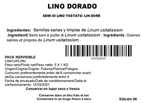 Especias Pedroza Semilla de Lino Dorado - 5 Paquetes de 1000 gr - Total: 5000 gr