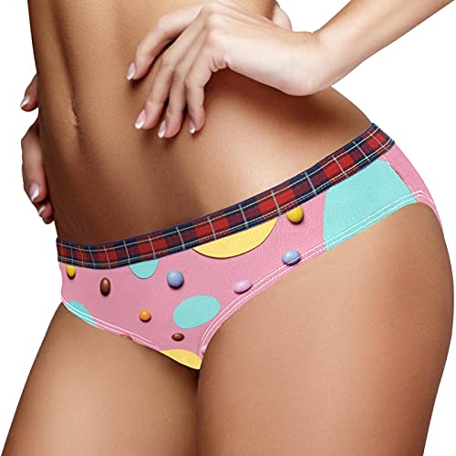 Estiramiento Ropa Interior S Amarillo Circular Marcos con Coloridos Caramelos Hipster Bragas Bikini Panty Mujeres Bragas