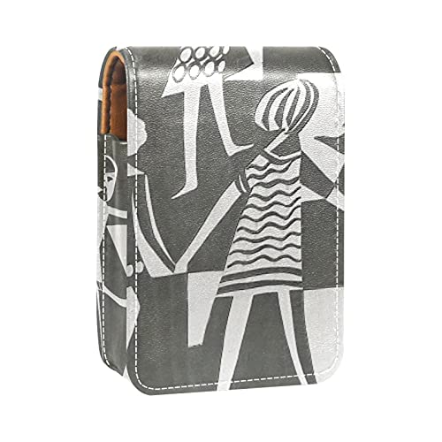 Estuche de lápiz Labial Estuche cosmético para Exterior Mini Bolso Soporte de Viaje portátil con Espejo Bolsa de Maquillaje Labial Pintura artística Urbana