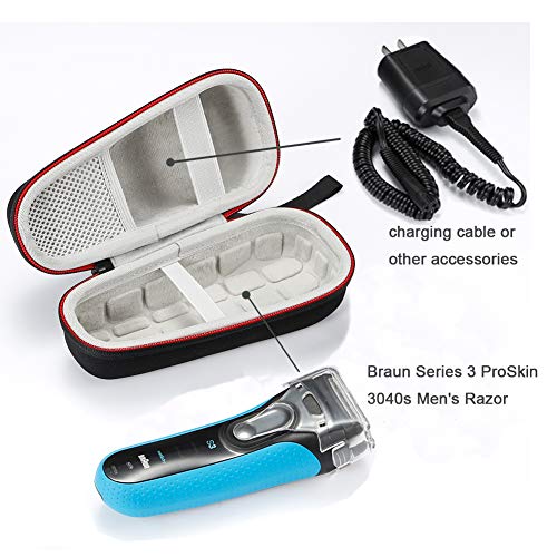 Estuche rígido de viaje para Serie Braun 3 3040s 3010BT 3020 3030s 300s, Serie Braun 5 5030s 5147s WF2s 5090cc 5050cc Maquinilla eléctrica de hombre. (El dispositivo no está incluido) - Negro