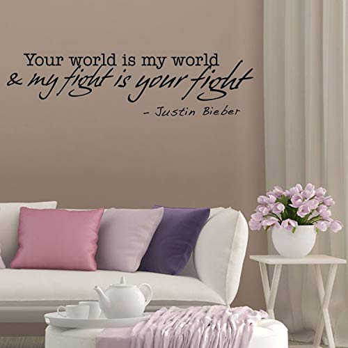 Etiqueta de la pared Tu mundo es mi mundo Mi lucha es tu lucha Palabras de Justin Bieber Cartel Decoración para el hogar Arte de la pared