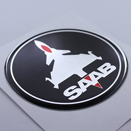 EU-Decals 63,5 mm JET avión SAAB negro rojo cromo capó trampa maletero insignia emblema cúpula 3D calcomanía autoadhesiva respaldo 9-3