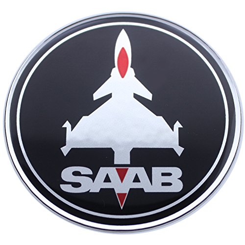 EU-Decals 63,5 mm JET avión SAAB negro rojo cromo capó trampa maletero insignia emblema cúpula 3D calcomanía autoadhesiva respaldo 9-3