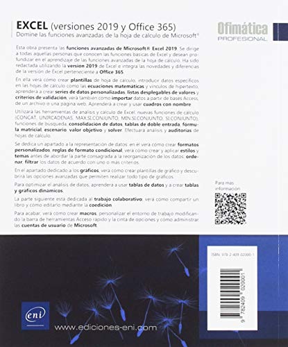 Excel. Versiones 2019 y Office 365. Domine las Funciones Avanzadas de la Hoja de Cálculo De Microsoft