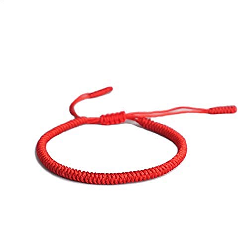 EXINOX Pulsera Espiritual Tibetana | Hombre Mujer | Pulsera Hecha a Mano | Nudo Tradicional Budista (Rojo)