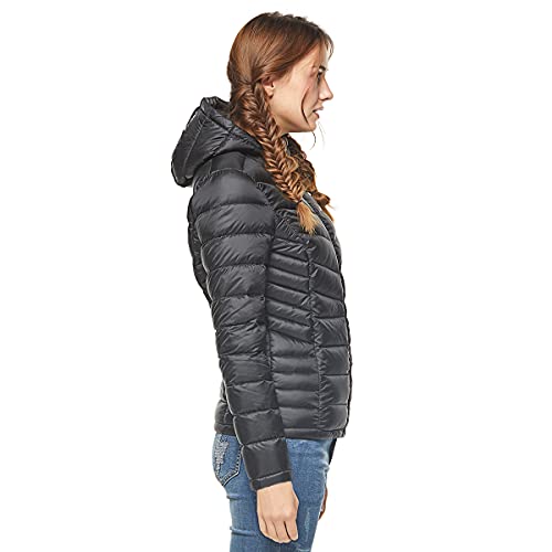 Extreme Pop Mujer Chaqueta con Capucha Pure Goose Down para el Invierno en Negro y Rosa (XL, Negro)