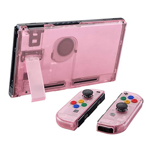 eXtremeRate Carcasa Completa para Nintendo Switch Funda Cubierta Trasera para Consola de Switch,Case de Agarre y Botones Coloridos para Nintendo Switch Joy-con Shell de Bricolaje(Rosa Cereza)