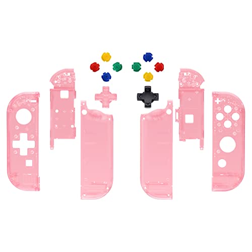 eXtremeRate Carcasa D-Pad Versión con Botones Completos para Nintendo Switch Joycon OLED Funda de Agarre Reemplazo para Nintendo Switch Joycon OLED No Incluye Carcasa de Consola(Rosa Cereza)