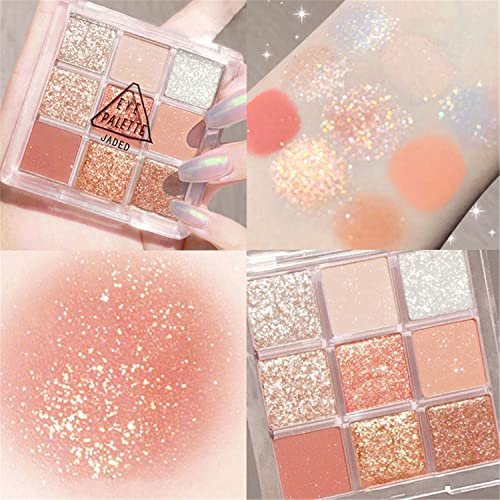 Eyeshadow Makeup Palette. Matte Shimmer 9 Colors High Pigmented Colorful Creamy Texture Eye Shadow Powder | Long Lasting Makeup Pallet. Sparkly Glitter Cosmetic Eye Shadows | (Orange)