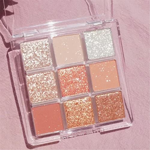 Eyeshadow Makeup Palette. Matte Shimmer 9 Colors High Pigmented Colorful Creamy Texture Eye Shadow Powder | Long Lasting Makeup Pallet. Sparkly Glitter Cosmetic Eye Shadows | (Orange)