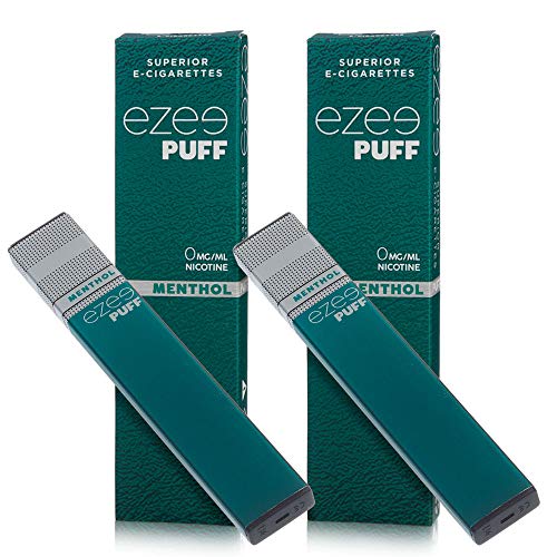 Ezee Puff Cigarrillo Electrónico Desechable sabor a Mentol e-liquido Sin Nicotina y sin Tabaco E-Cigarrillo para vapear 280 mAh Batería Paquete de 2