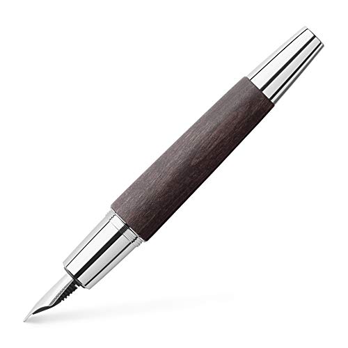 Faber Castell 148221 - Pluma estilográfica E-motion, con cuerpo en madera de peral, trazo F, color negro