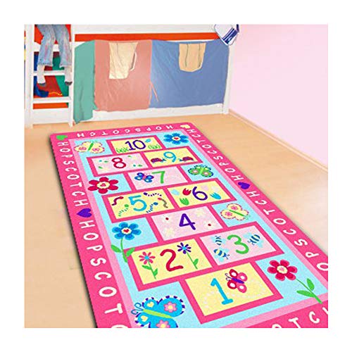 FADFAY Home Textile,Fashion Hopscotch Kids Carpet Bedroom,Sweet Pink Rug,Designer Figure Children's Rugs by
