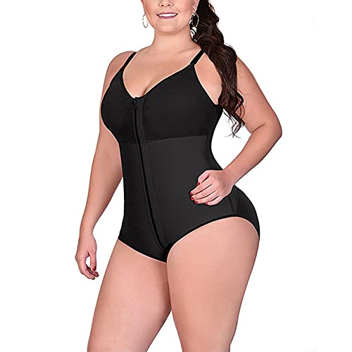 Fajas de Mujer,Body Faja Reductora Corsés Ajustable con Cremallera Faja Moldeadora Sin Costuras Control de Barriga sin Mangas Body Shaper Modeladoras Adelgazantes Shapewear Lenceria Talla Grande