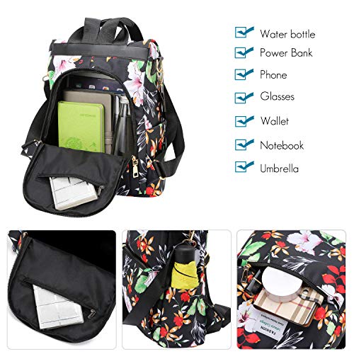 FANDARE Bolsos Mochila Mujer Bolsa de Hombro Antirrobo Bolso Mochilas Tipo Casual Niña Bolsas Escolares Adolescente Daypacks para Outdoor Viaje 3 in 1 School Bag Impermeable Nylon Negro