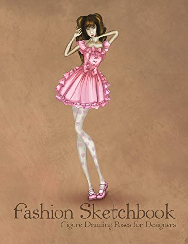 Fashion Sketchbook Figure Drawing Poses for Designers: Large 8,5x11 with Bases and Lolita Style Vintage Fashion Illustration Cover