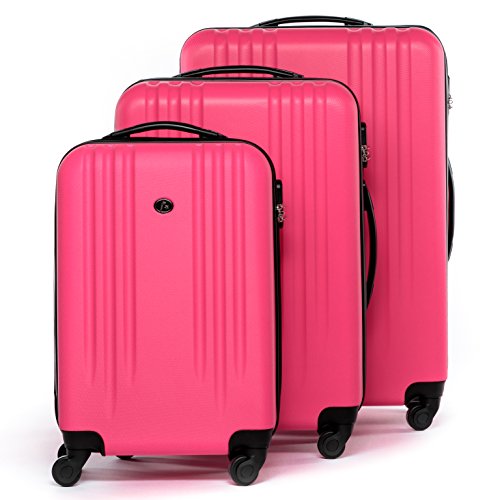 FERGÉ Juego 3 Maletas rigidas Marseille Equipaje de Viaje Dura Spinner Set - 4 Ruedas giratorias Rosa