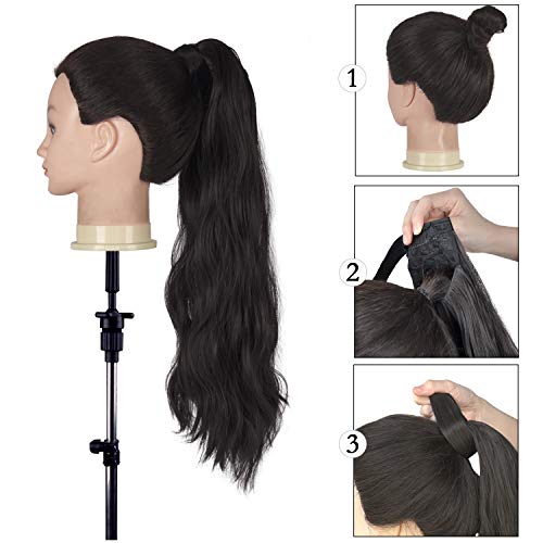 FESHFEN Coleta Postiza Rizada Pelo, 60 cm Largo Ondulado Wavy Ponytail Extension Cola de Caballo Extensiones Clip Postizos de Pelo Rizado para Mujeres Chica