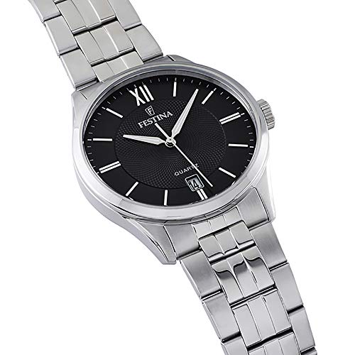 FESTINA Reloj Modelo F20425/3 de la colección Clasico, Caja de 43 mm Negro con Correa de Acero para Caballero