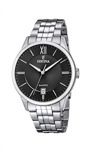 FESTINA Reloj Modelo F20425/3 de la colección Clasico, Caja de 43 mm Negro con Correa de Acero para Caballero