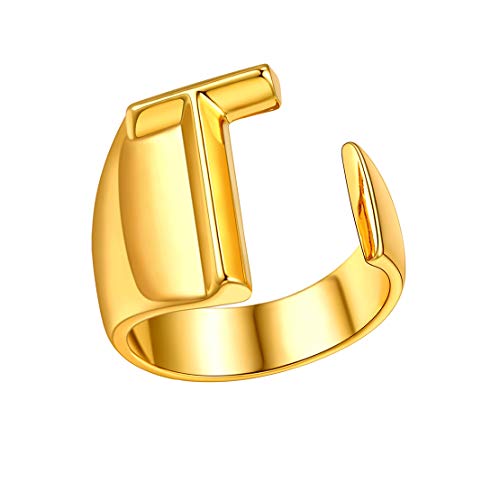 FindChic Nombre Personalizado Anillo de Letras T Anillo Oro Abierto