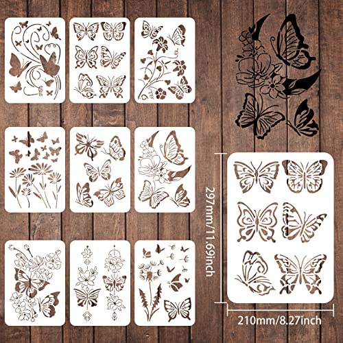 FINGERINSPIRE Plantillas de pintura de mariposa, 29,7 x 2,1 cm, plantillas de flores de diente de león, plantilla de mariposa reutilizables de Mylar para pintar en la pared de madera