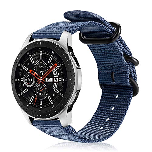 Fintie Correa Compatible con Samsung Galaxy Watch 3 (45mm)/Galaxy Watch 46mm/Gear S3 Classic/Gear S3 Frontier - Pulsera de Repuesto de Nylon Tejido Banda Ajustable, Azul Oscuro